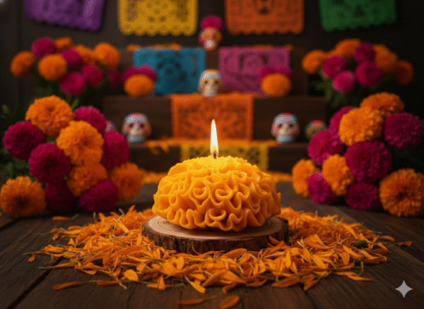 Vela de Cempasúchil (paquete de 4 piezas)