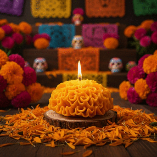 Vela de Cempasúchil (paquete de 4 piezas)